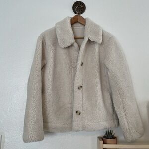 Uniqlo Jacket Small Womens Deep Pile Lined Fleece Button Teddy Sherpa Coat